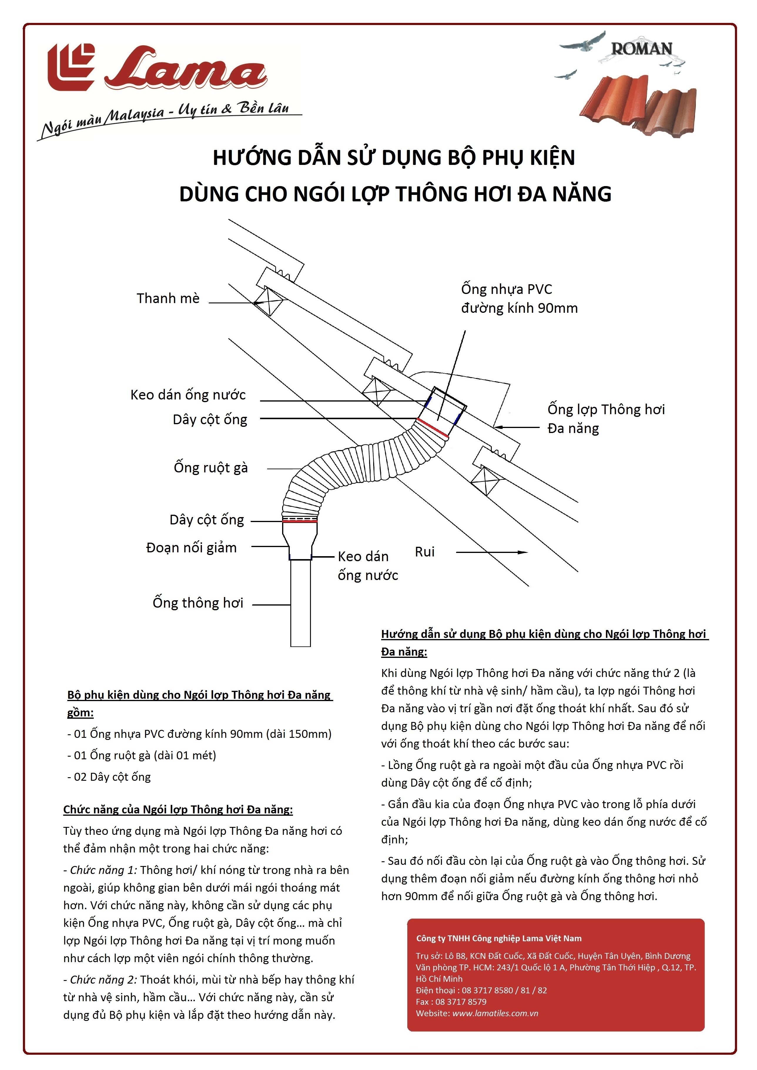 Hướng dẫn sử dụng bộ phụ kiện ngói lợp thông đa năng